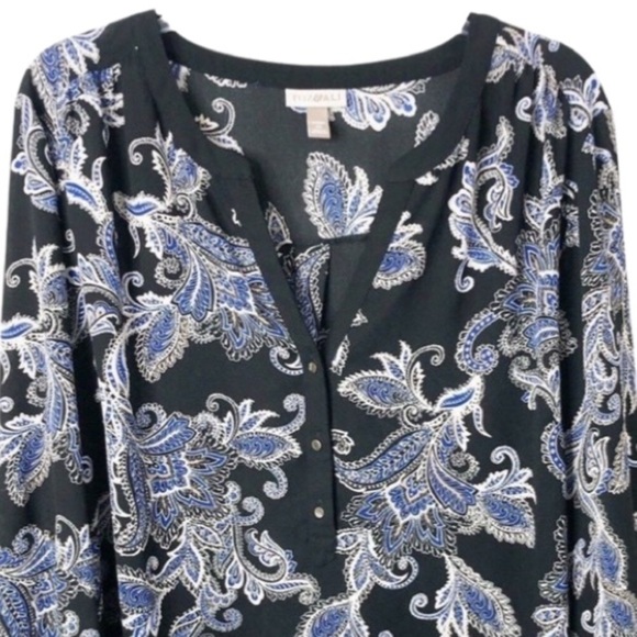 Roz & Ali V-Neck Floral Patterned Long Sleeve Blouse Size M - Picture 4 of 5